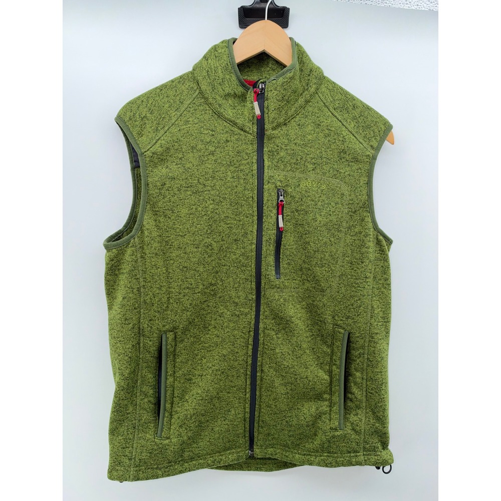 Orvis Denali Mens Full-Zip Fleece Vest Marled Green Chest & Hand Pockets Medium